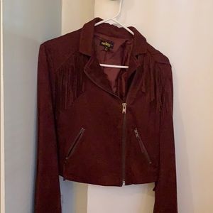 Audrey 3+1 Faux Suede Fringe Jacket
